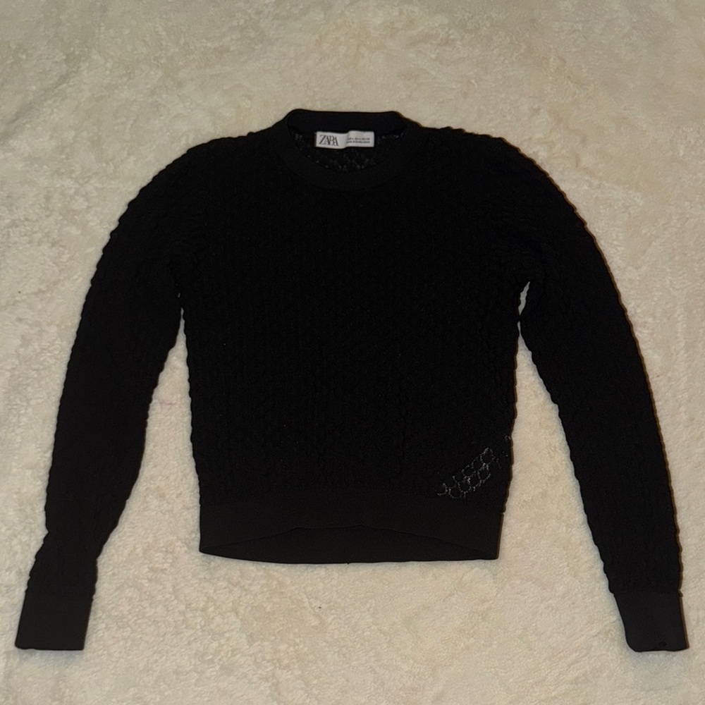 ZARA - Stretchy Versatile Black Top/Sweater - Size: L